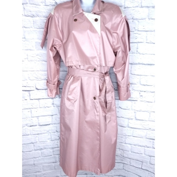 British Mist Jackets & Blazers - Vintage 80's Pink British Mist Rain/Trench Coat